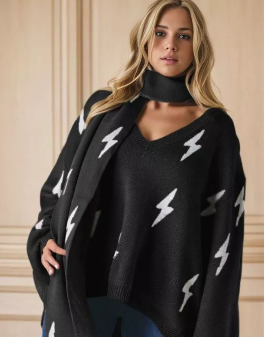 Oversized Lightning Bolt Wrap Scarf