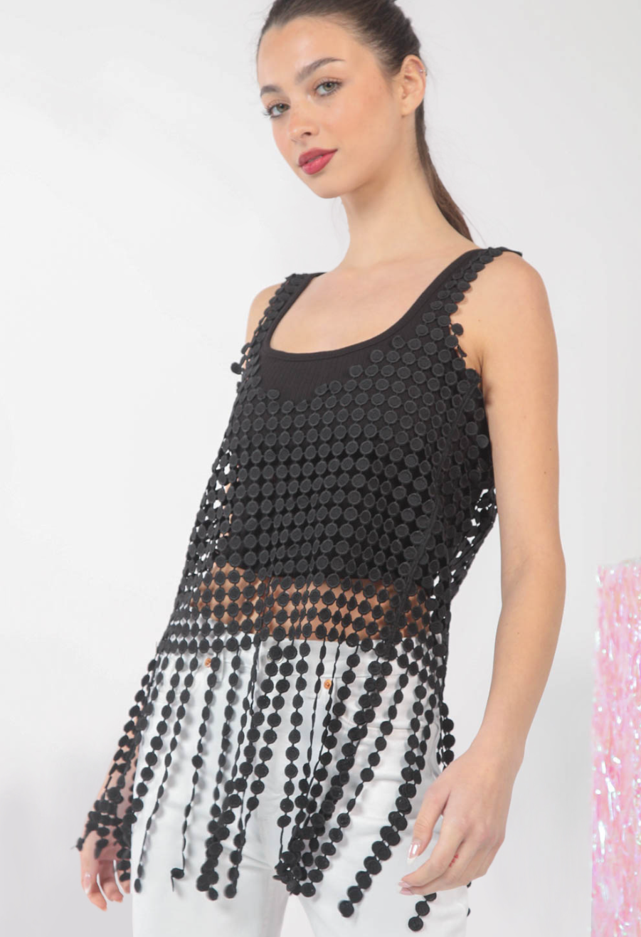 Black Crochet Tank Top