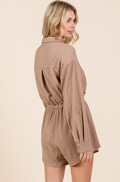 Long Sleeve Taupe Romper