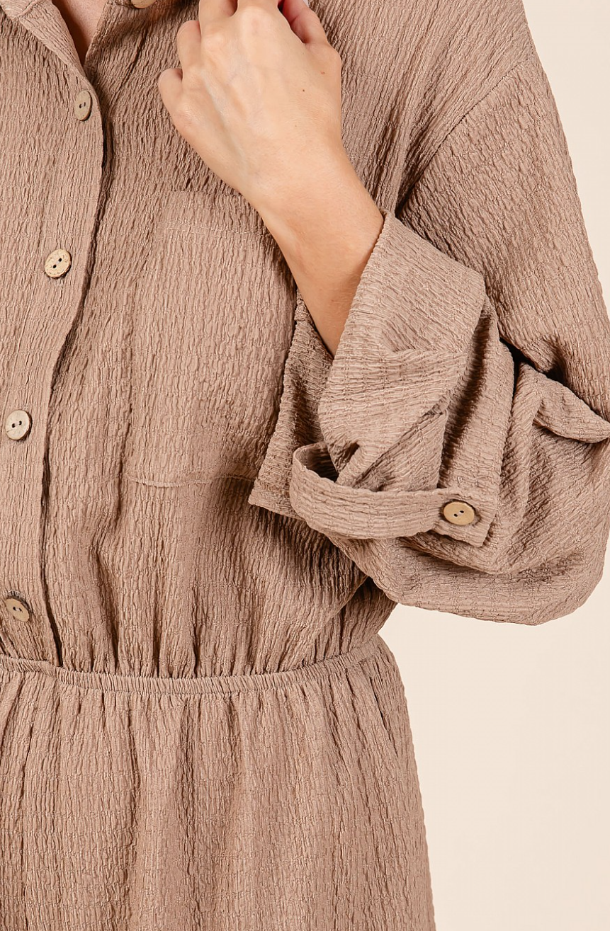 Long Sleeve Taupe Romper