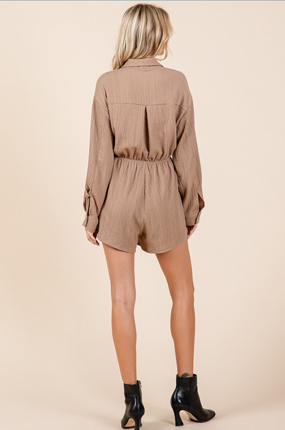 Long Sleeve Taupe Romper