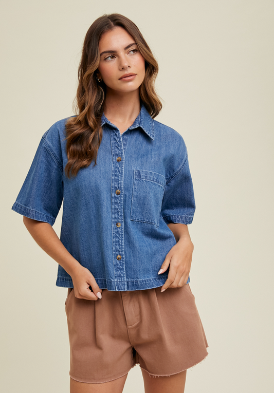 Denim Button-Up Shirt