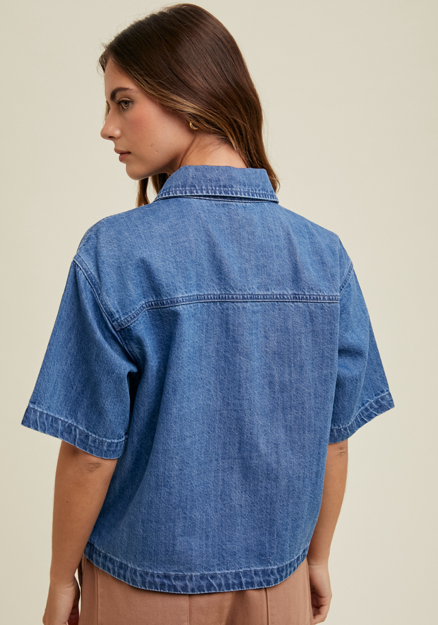 Denim Button-Up Shirt