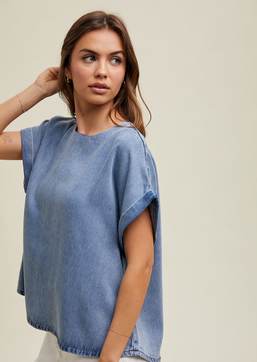 Denim Tencel Boxy Top