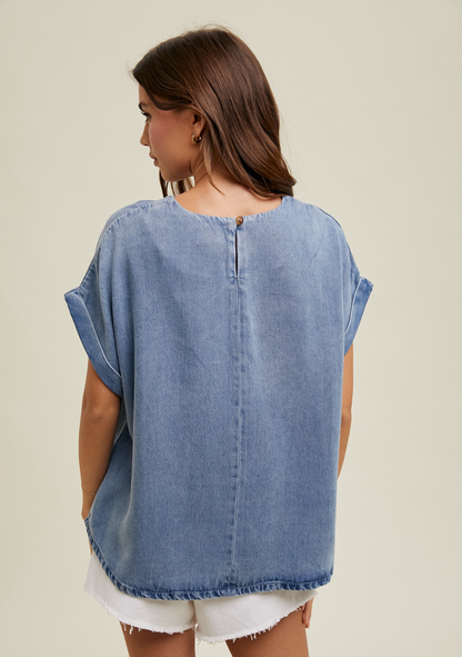 Denim Tencel Boxy Top