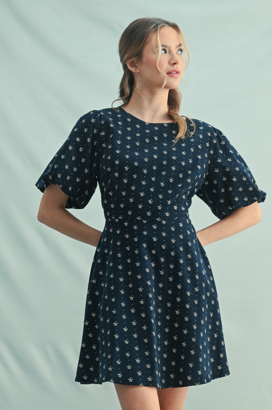 Floral Corduroy Mini Dress