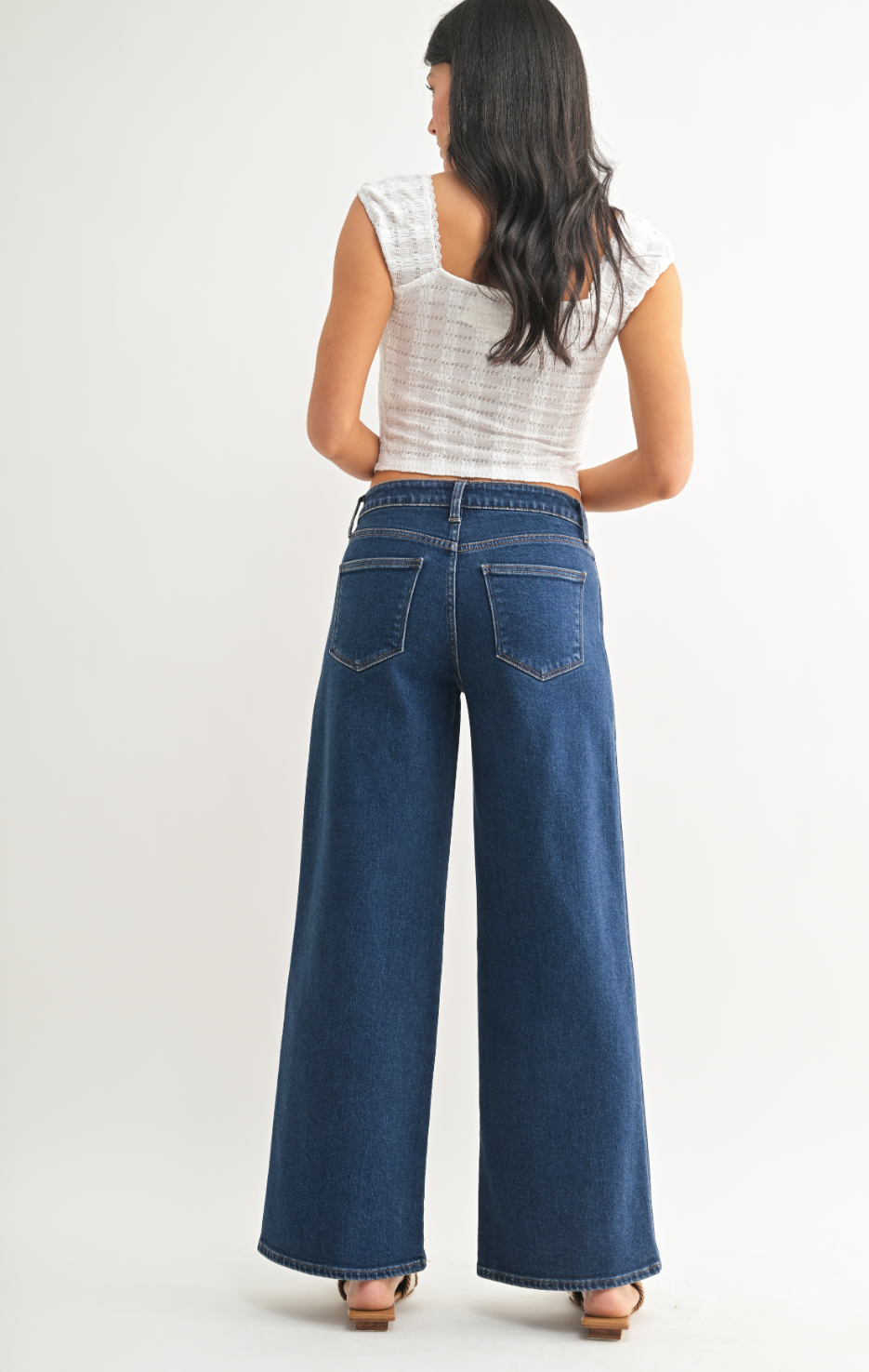 Seamed Wide Leg Dark Denim