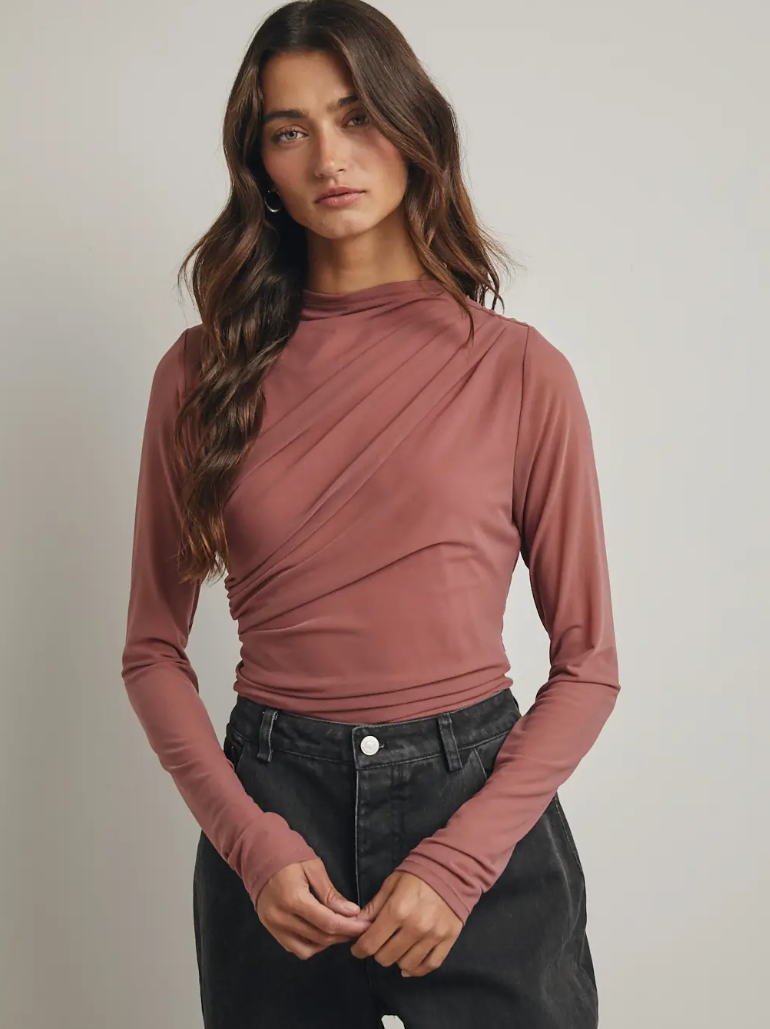 Ruched Mesh Bodysuit