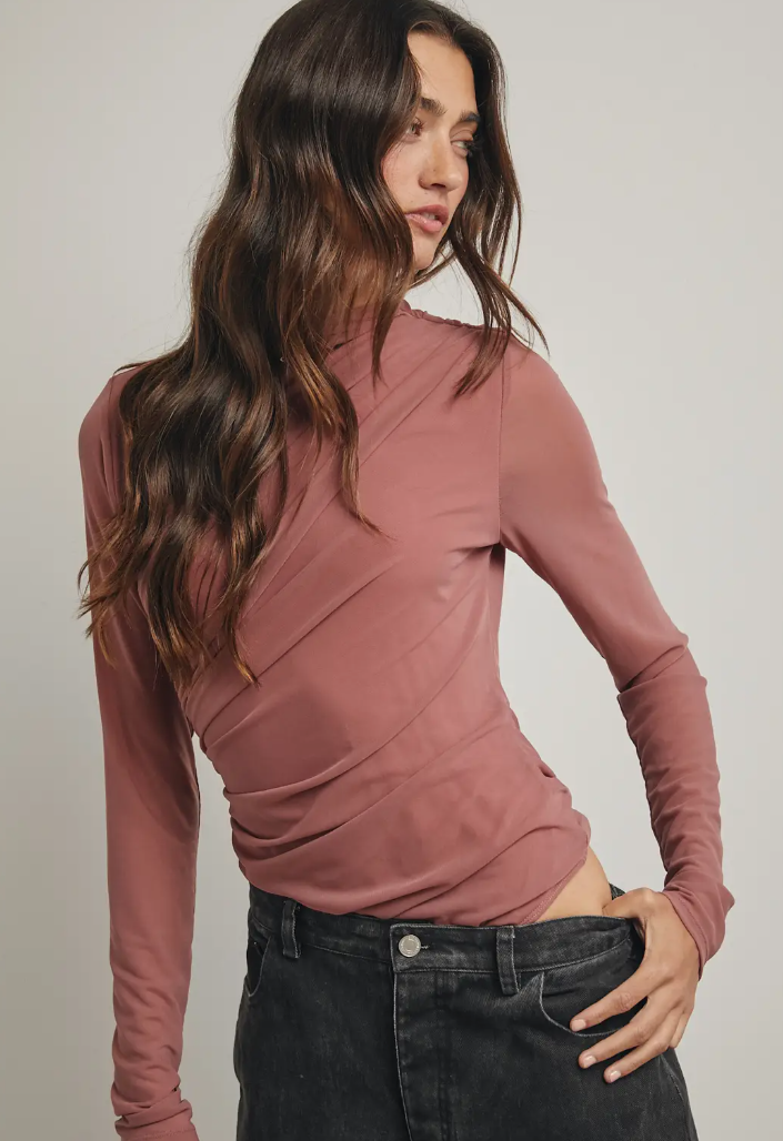 Ruched Mesh Bodysuit