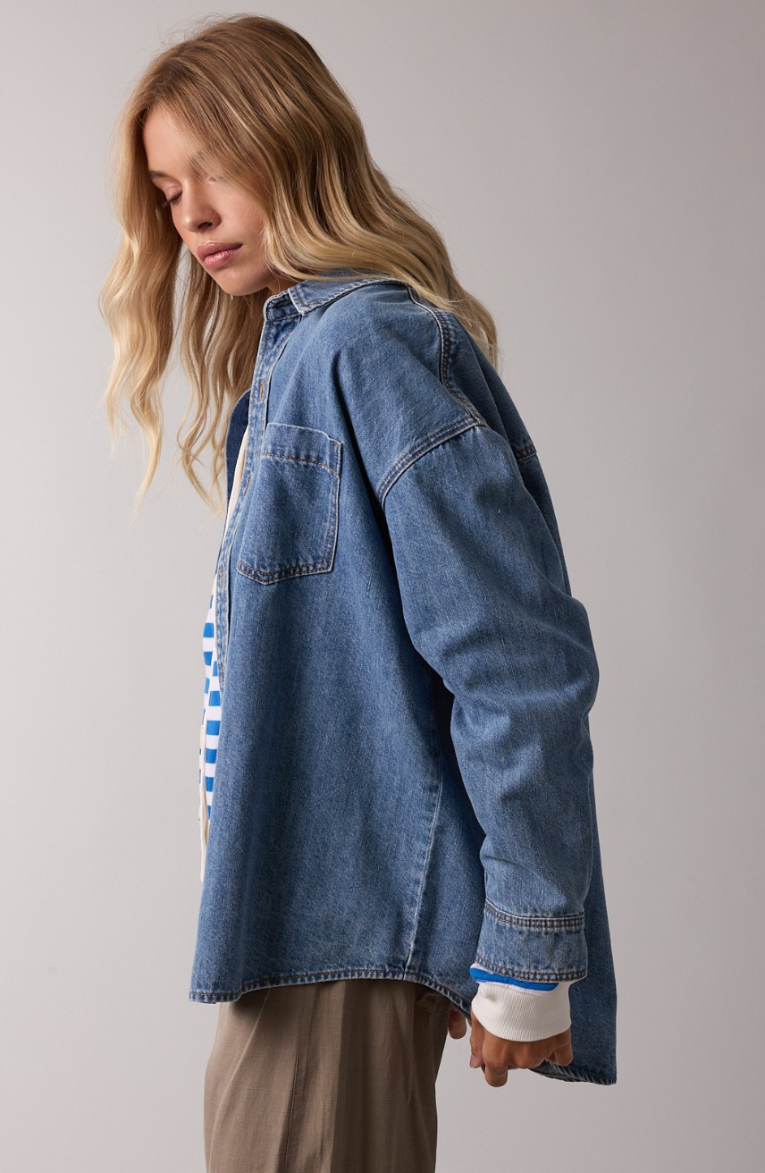 Washed Denim Button-UP