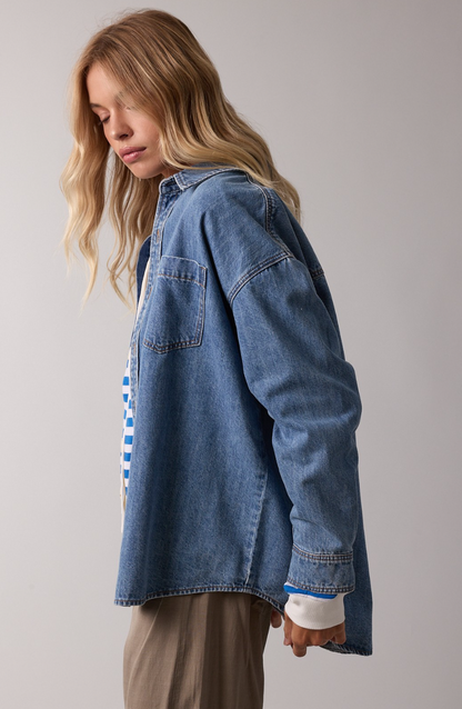 Washed Denim Button-UP