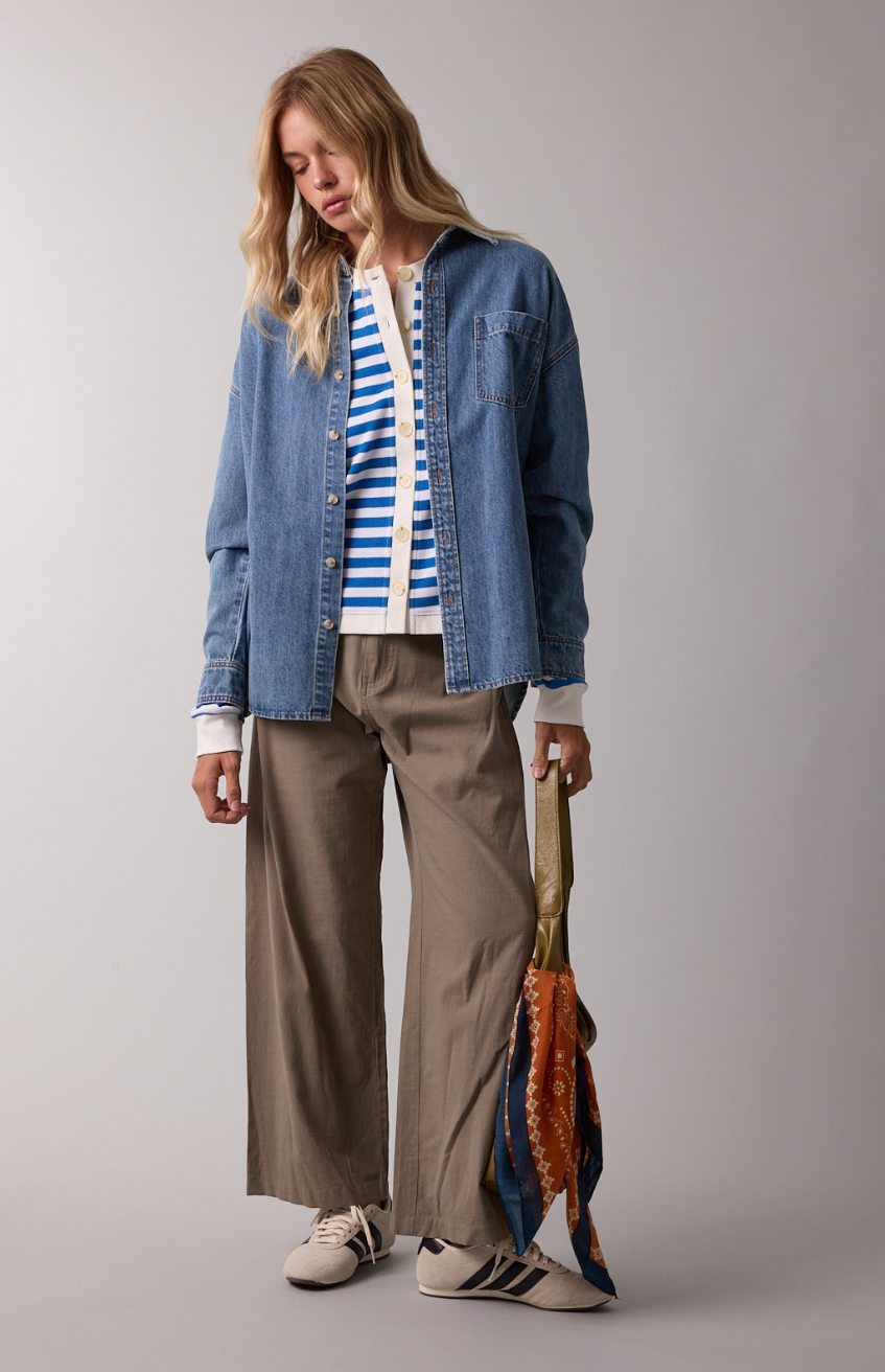 Washed Denim Button-UP