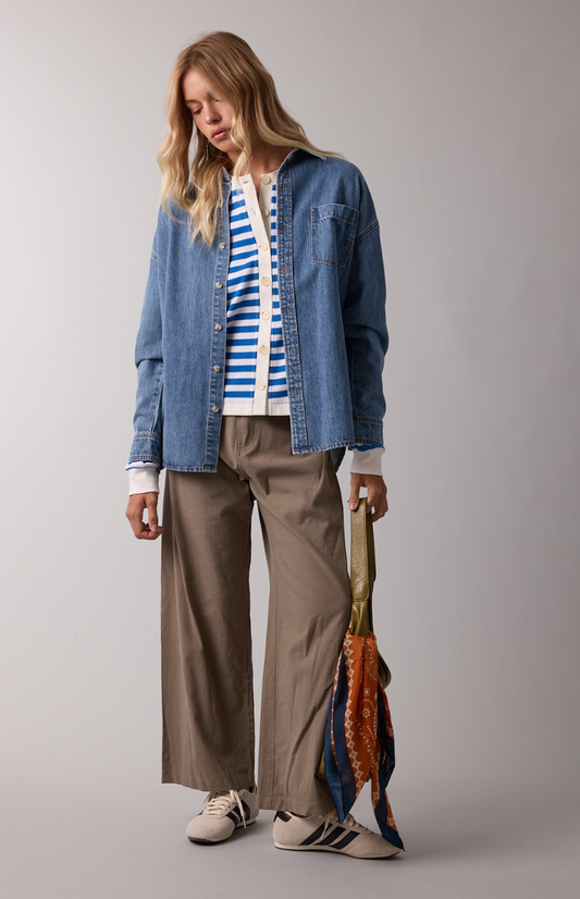 Washed Denim Button-UP