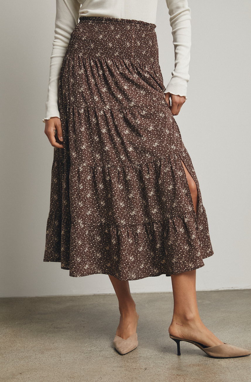 Floral Tiered Midi Skirt