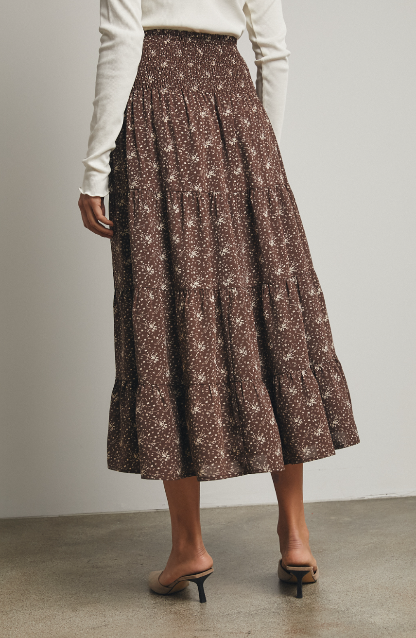 Floral Tiered Midi Skirt