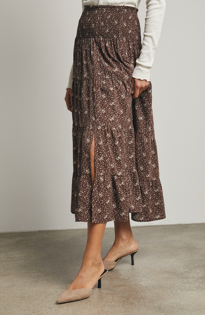 Floral Tiered Midi Skirt