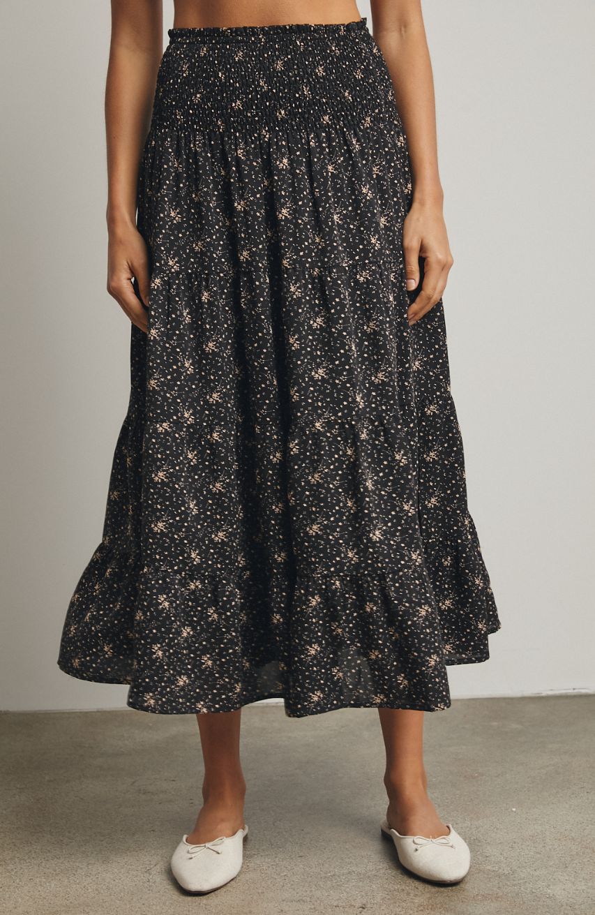 Floral Tiered Midi Skirt