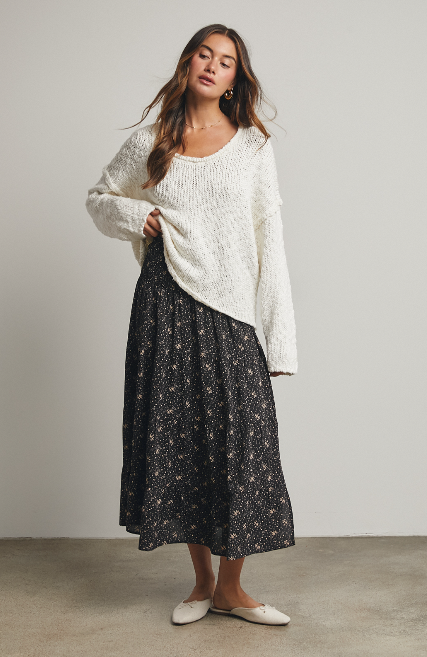 Floral Tiered Midi Skirt