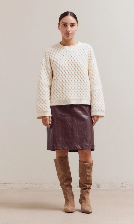 Check Texture Knit Sweater