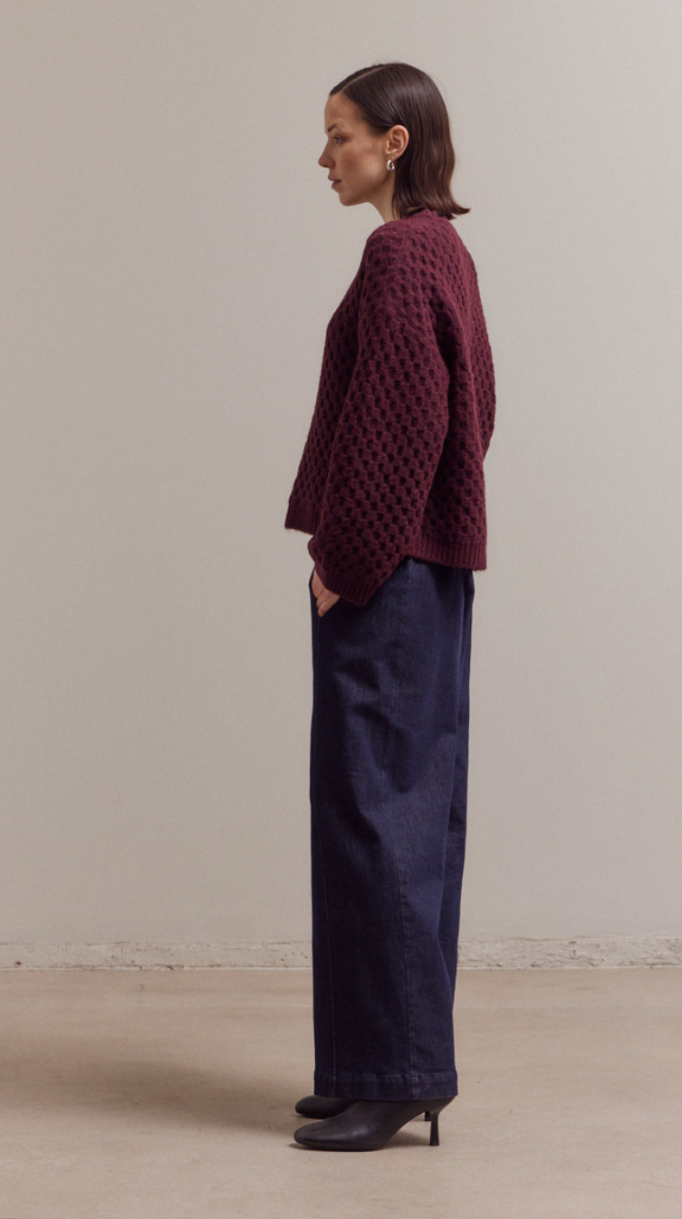 Check Texture Knit Sweater