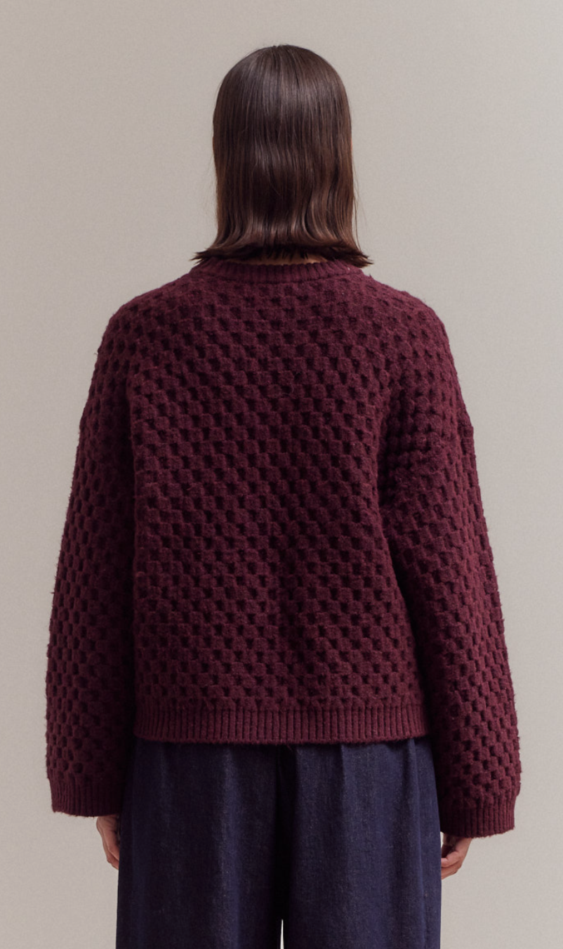 Check Texture Knit Sweater