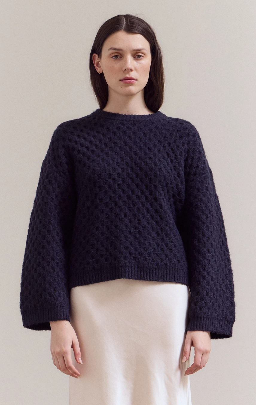 Check Texture Knit Sweater