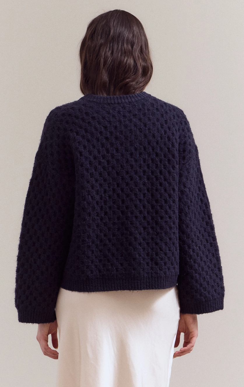 Check Texture Knit Sweater