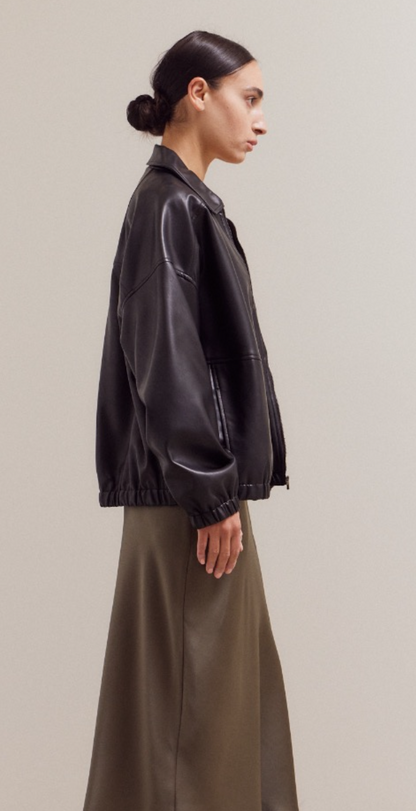 Vegan Leather Bomber Jacket