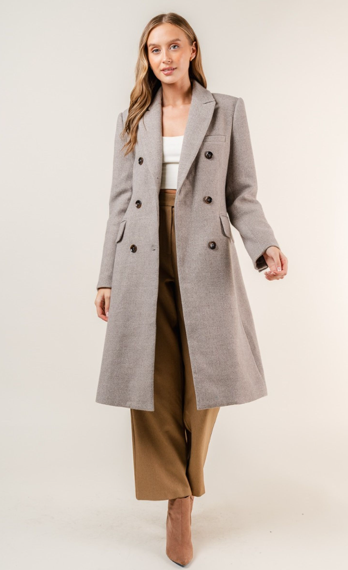 Claire- Double Breasted Longline Coat