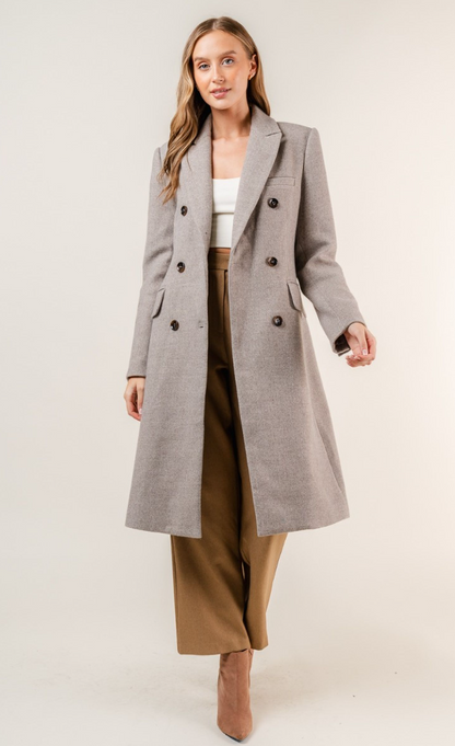Claire- Double Breasted Longline Coat