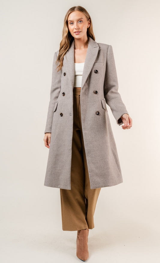 Claire- Double Breasted Longline Coat