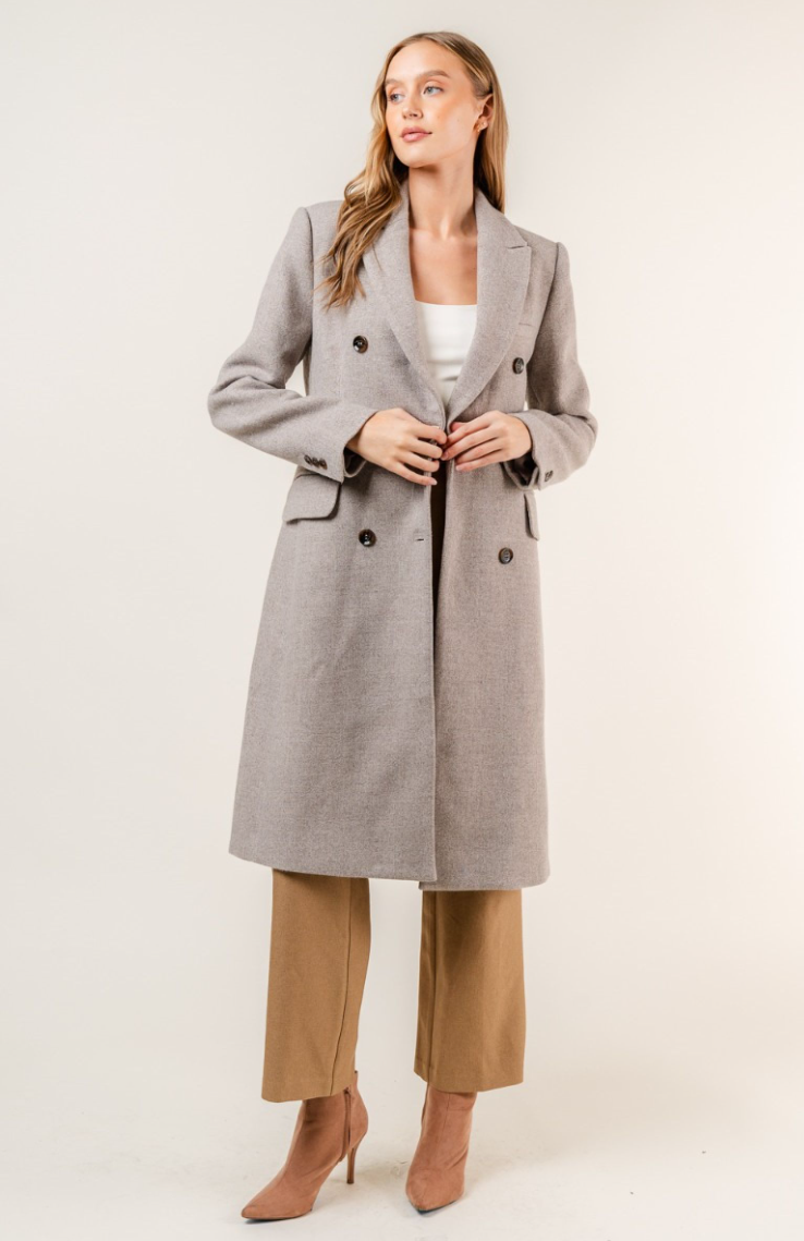 Claire- Double Breasted Longline Coat