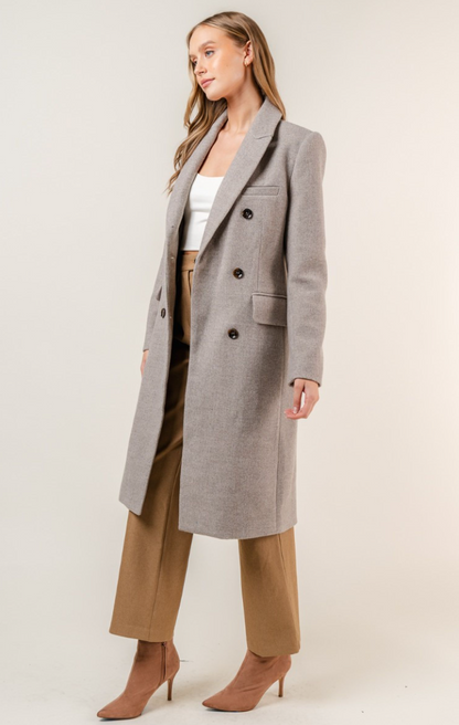 Claire- Double Breasted Longline Coat