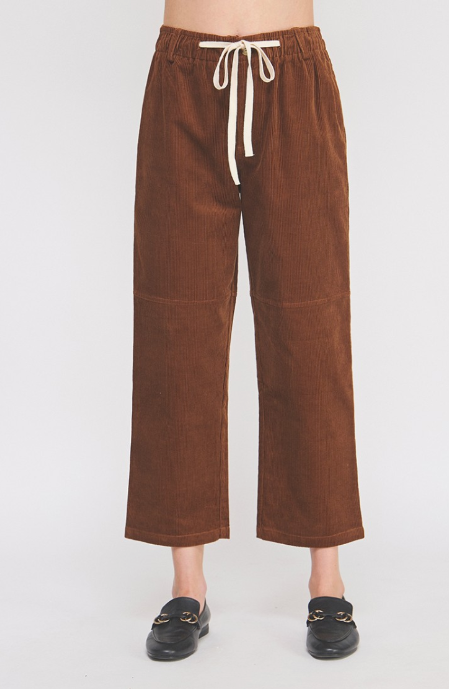 Corduroy Elastic Tie Waist Pant