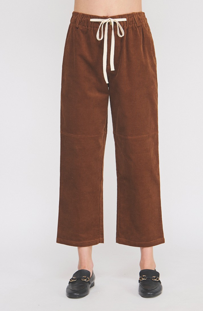 Corduroy Elastic Tie Waist Pant