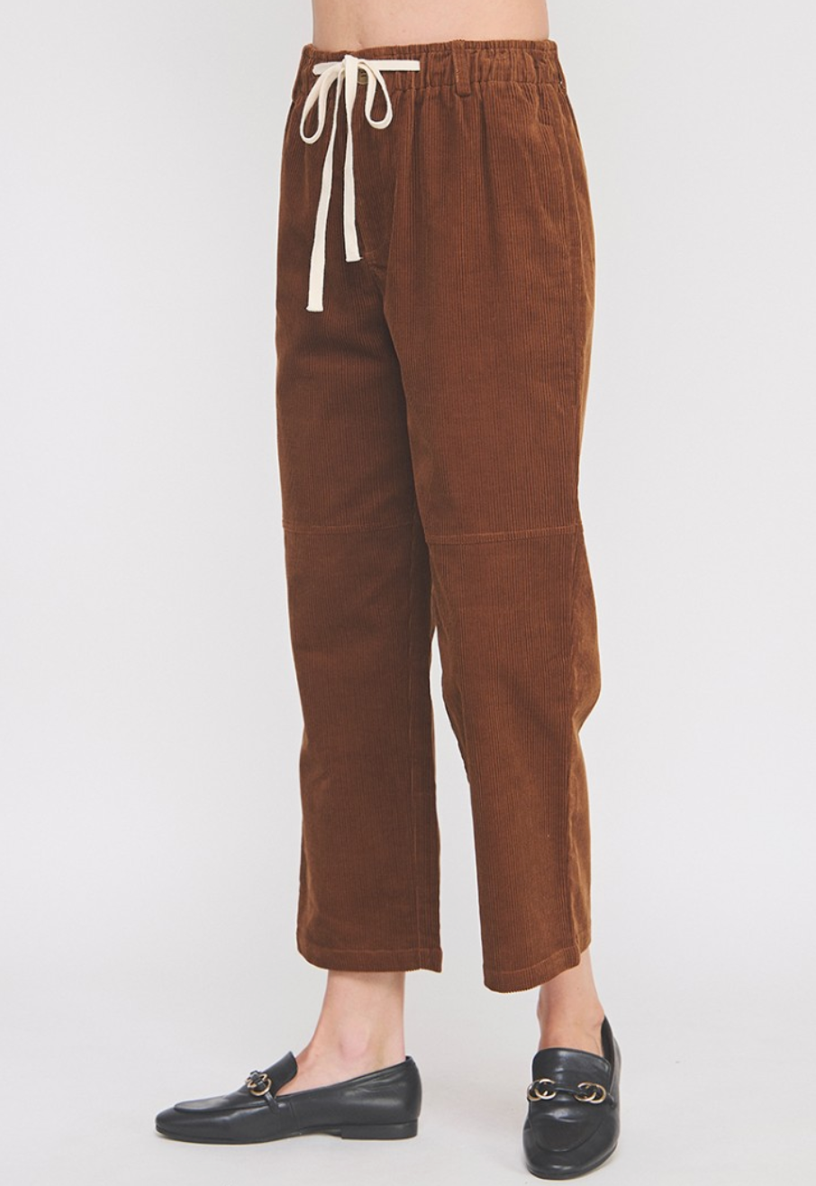 Corduroy Elastic Tie Waist Pant