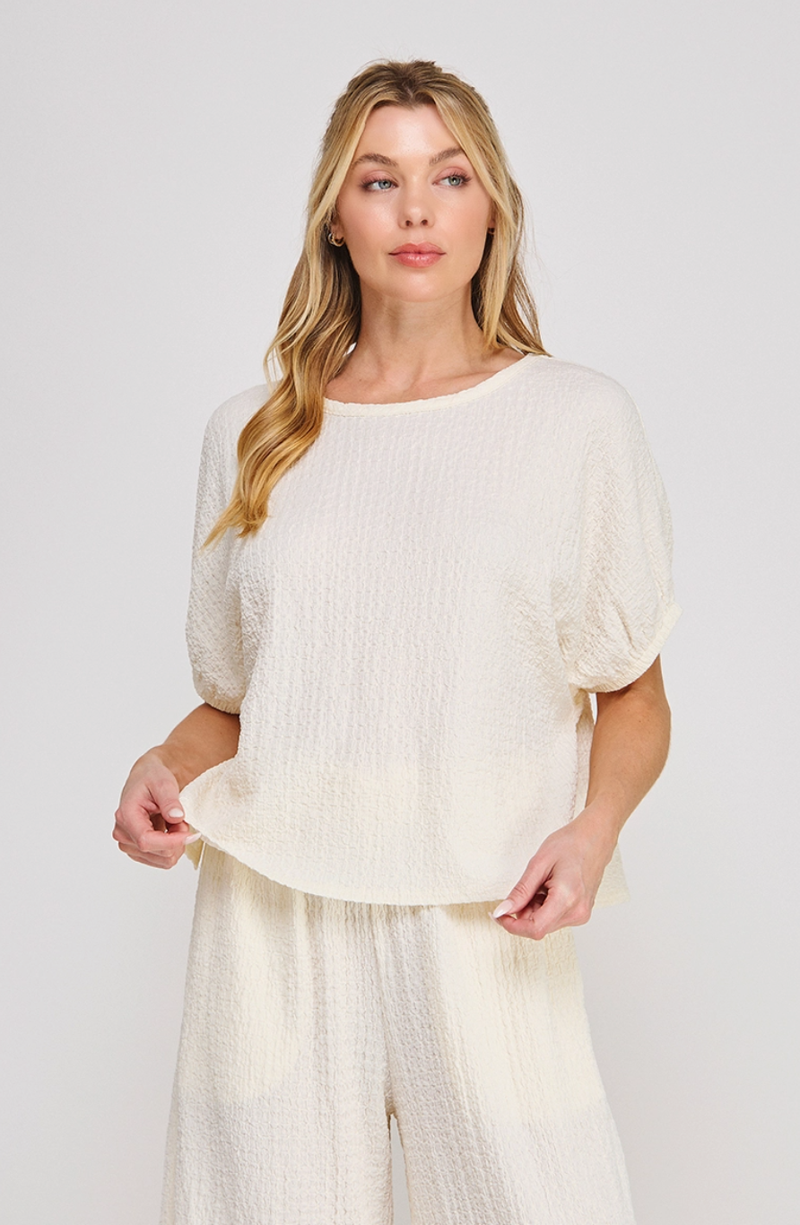 Cream Textured Dolman Top