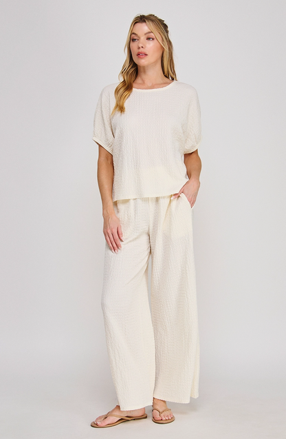 Cream Textured Dolman Top