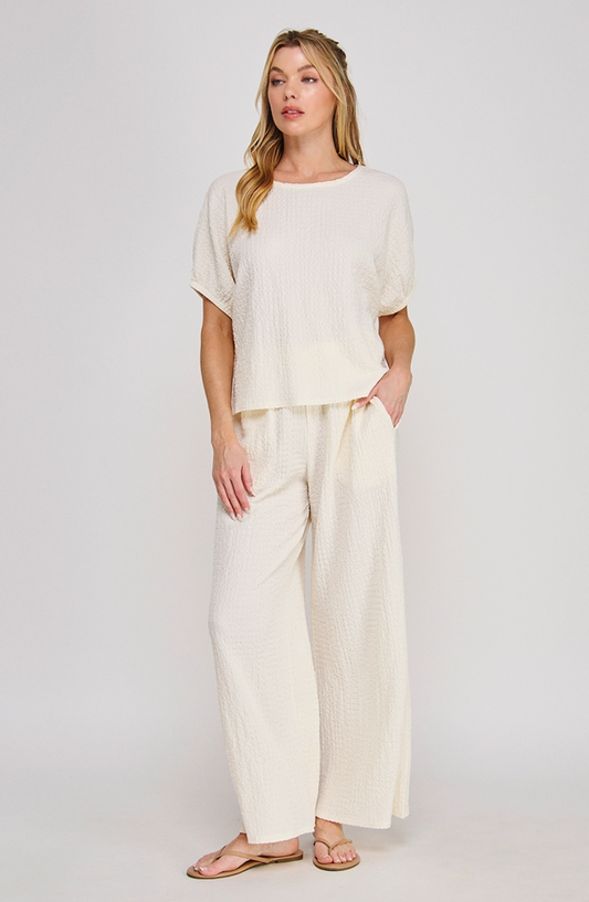 Cream Textured Dolman Top