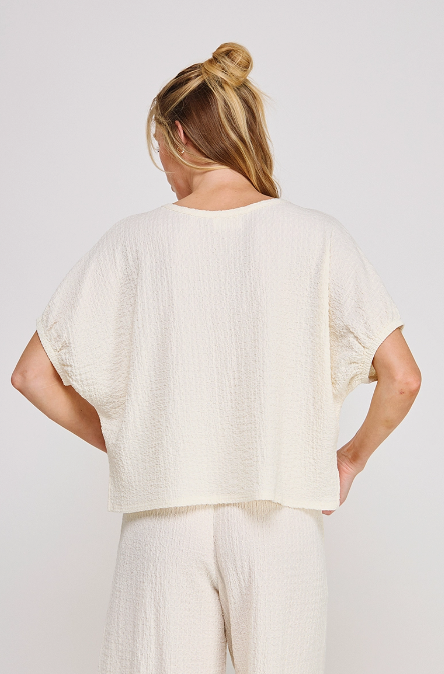 Cream Textured Dolman Top