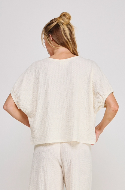 Cream Textured Dolman Top