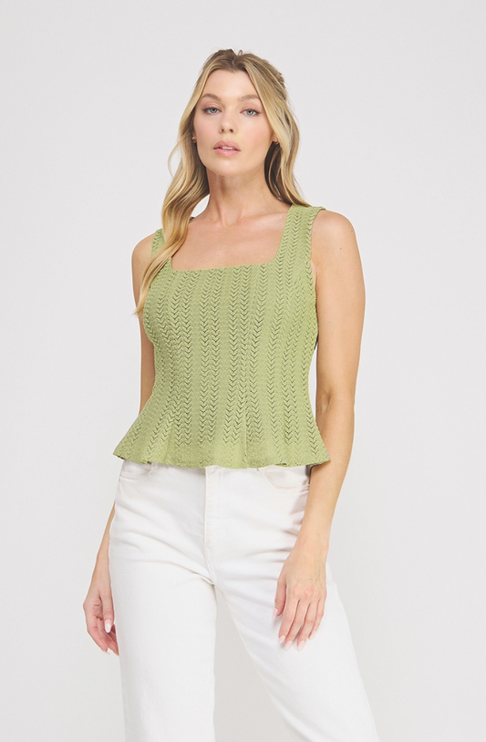 Sage Pointelle Knit Tank