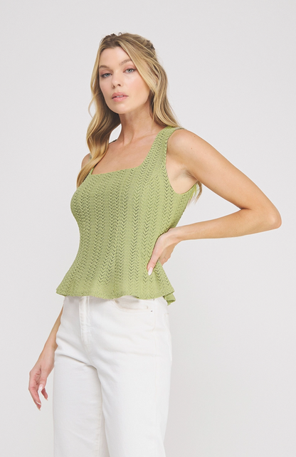 Sage Pointelle Knit Tank