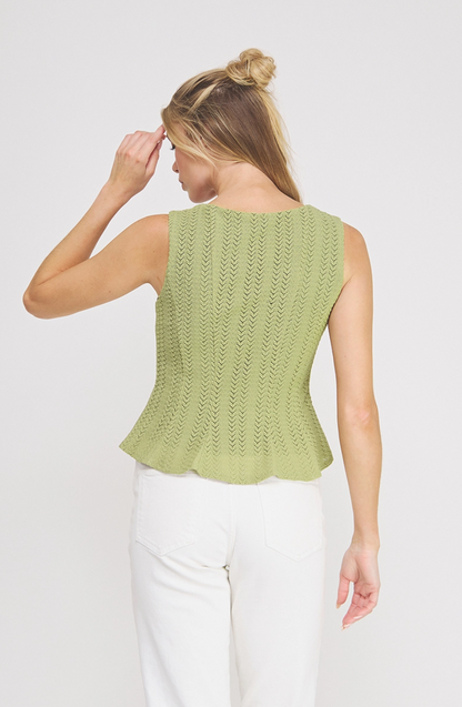 Sage Pointelle Knit Tank