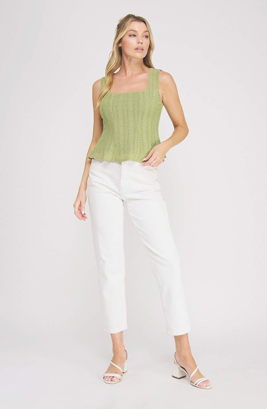 Sage Pointelle Knit Tank