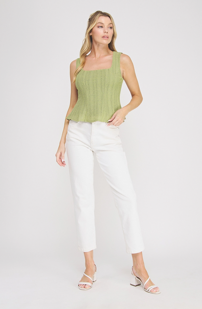 Sage Pointelle Knit Tank