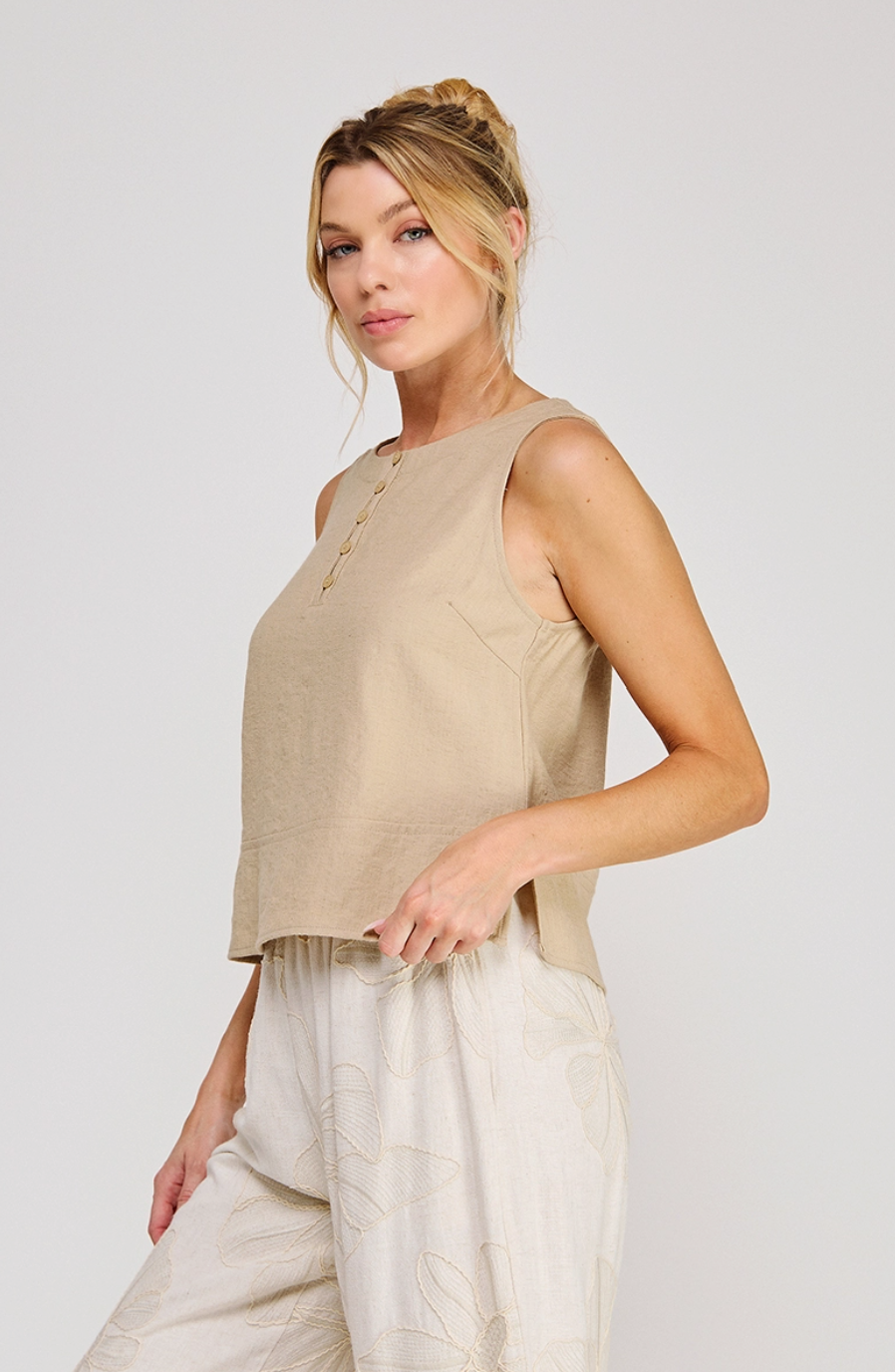 Textured Linen Tank Top