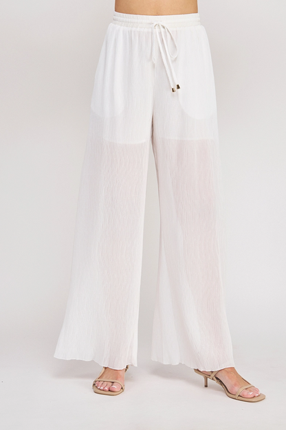 Pleated Wide-Leg Woven Pant