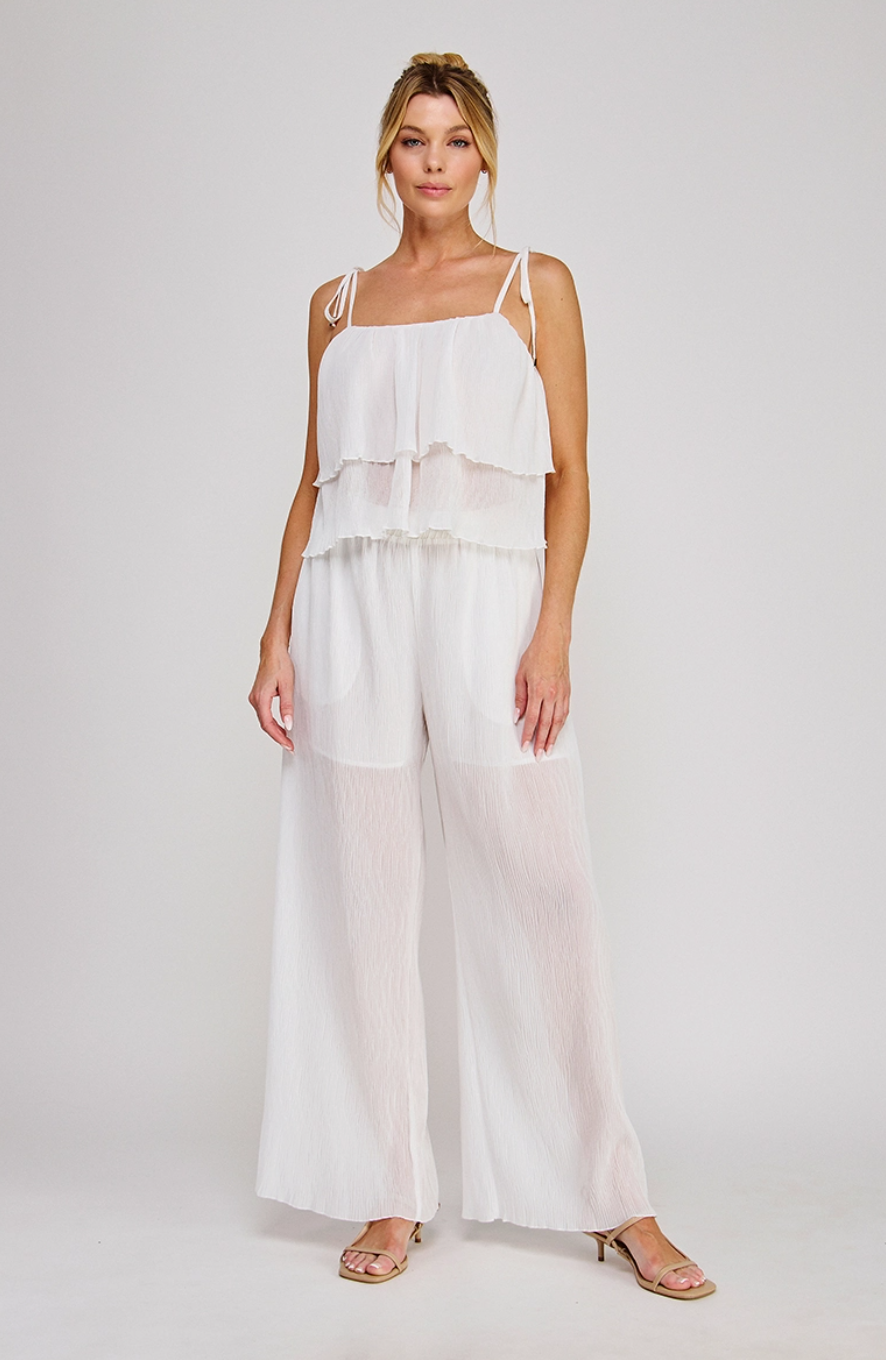 Pleated Wide-Leg Woven Pant