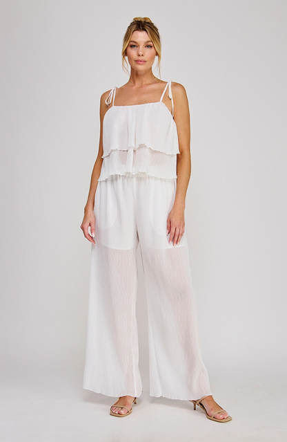 Pleated Wide-Leg Woven Pant
